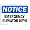 Signmission OSHA Notice, 5" Height, Emergency Elevator Keys Sign, 7" X 5", Landscape OS-NS-D-57-L-11783 - alternate 1